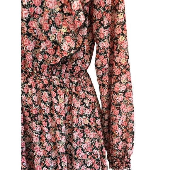 Axara Paris Women's Pink Gold Floral Maxi Tiered Dress Large Country Prairie - Picture 3 of 7